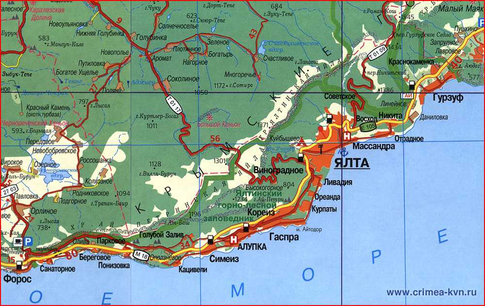 Поселки юбк. Карта большой Ялты с поселками. Карта Ялты с поселками. Карта пляжей Мисхора. Ялта на карте Крыма.