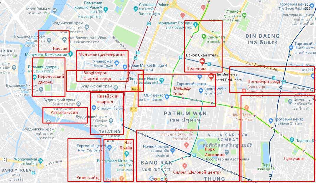 Что посмотреть, интересные места. карта бангкока с достопримечательностями на русском, английском языке