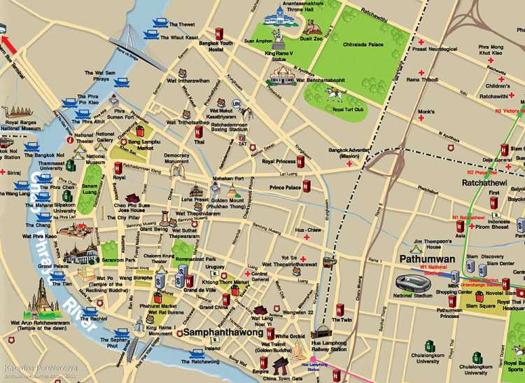 Карта бангкока на русском языке. карта отелей и достопримечательностей бангкока — туристер.ру