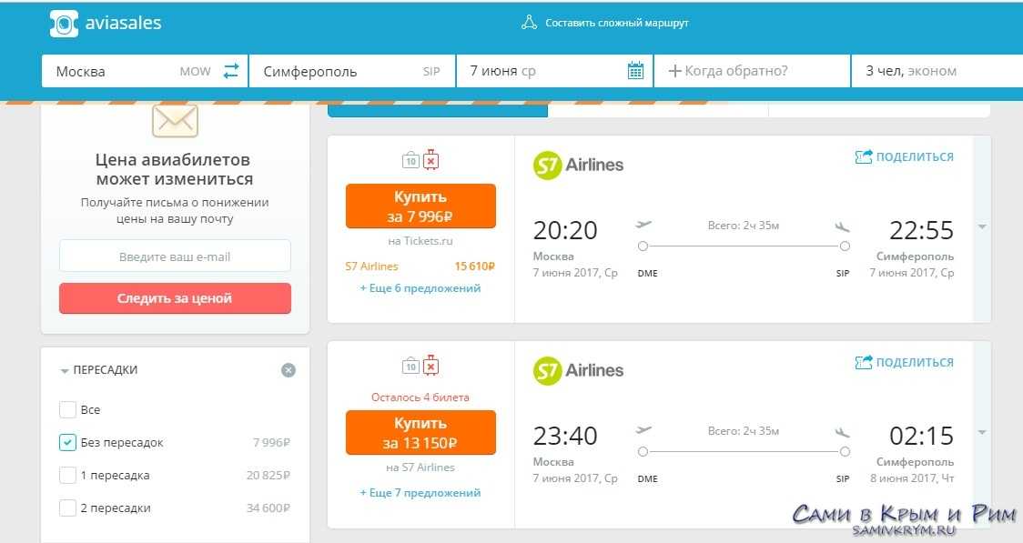 Сравнение цен по месяцам 2022 года на авиабилеты в Крым